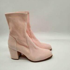 Stuart Weitzman Tallulah Pink Suede Sock Boots 10.5